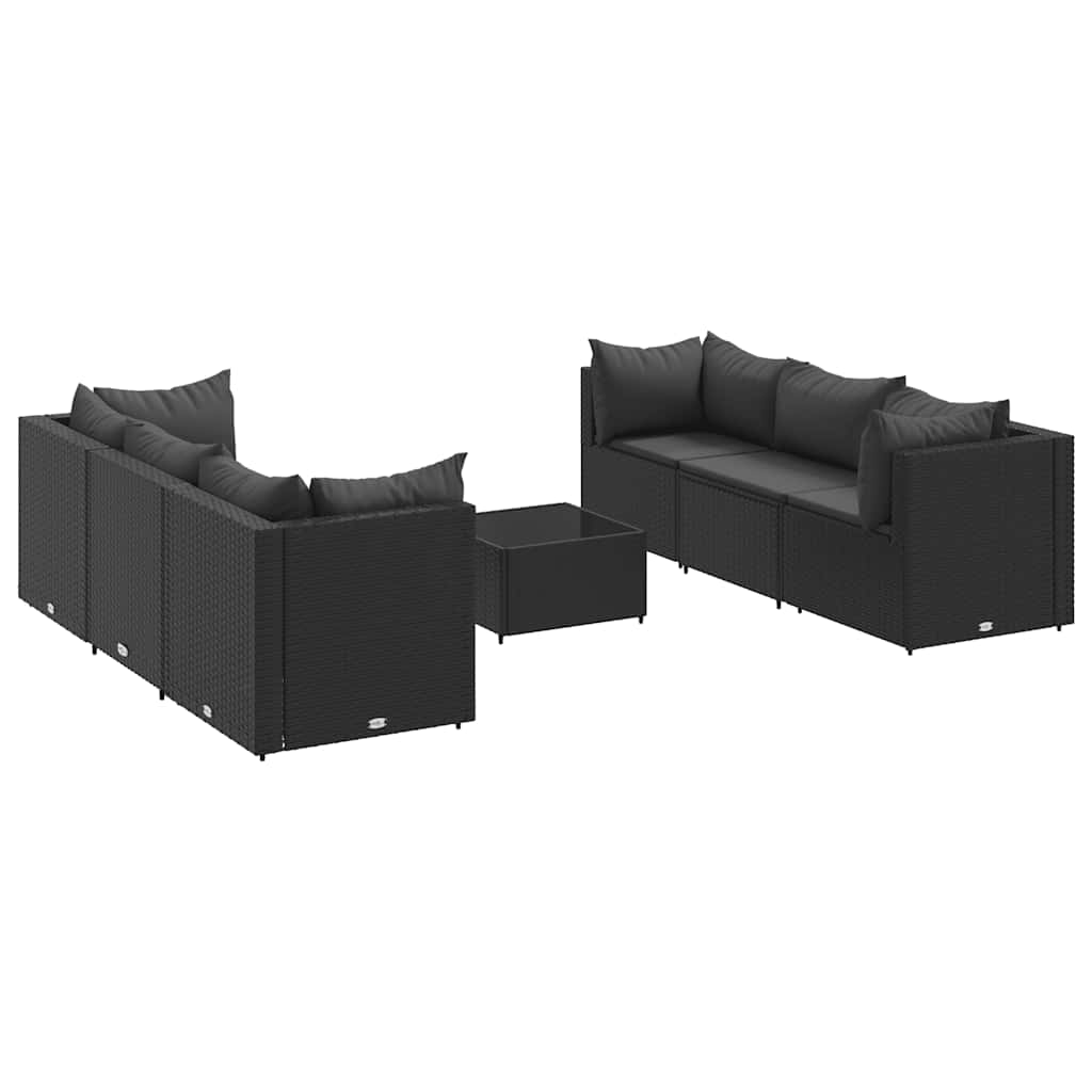 Set Salotto da Giardino con Cuscini 7pz Nero Polyrattan - immagine 2