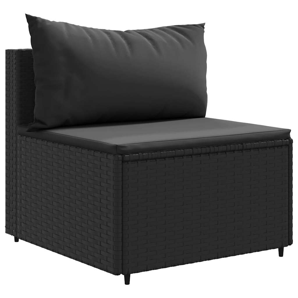 Set Salotto da Giardino con Cuscini 7pz Nero Polyrattan - immagine 3