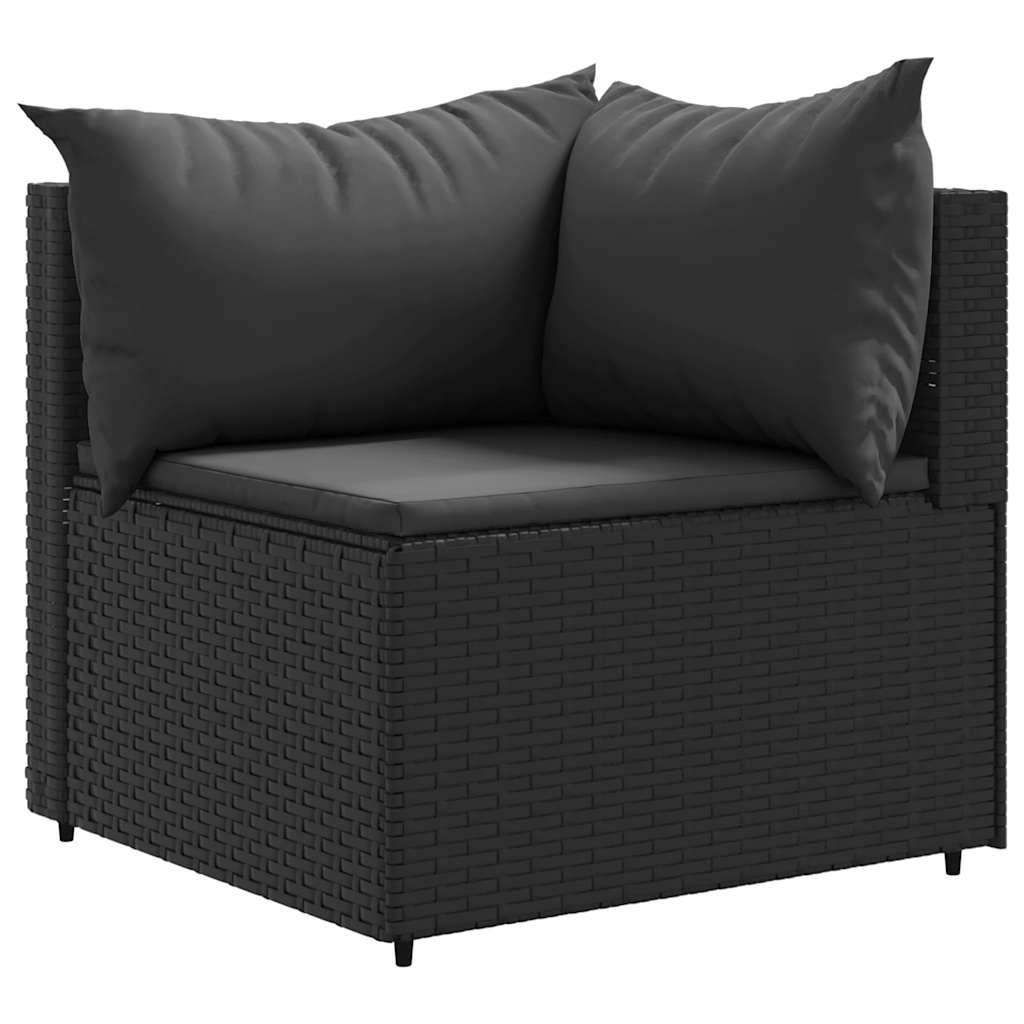 Set Salotto da Giardino con Cuscini 7pz Nero Polyrattan - immagine 4