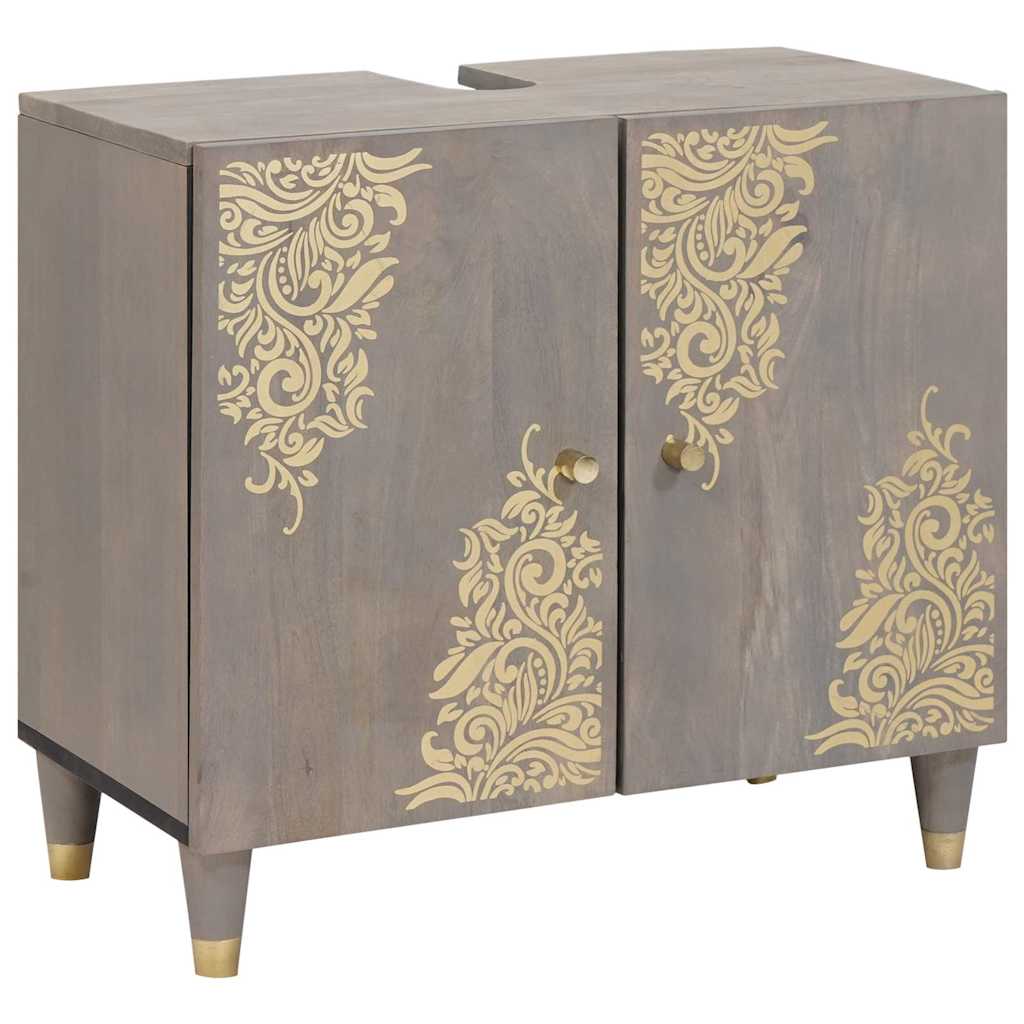 Set di Armadi da Bagno 2 pcs Grigio Legno di mango massello - immagine 3