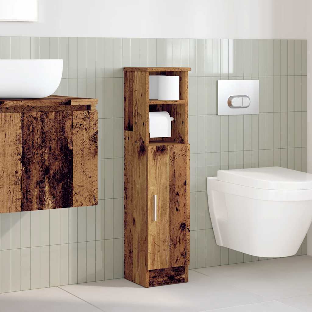 Mobile da Bagno con Portarotolo Grigio Cemento 20,5x22x90 cm - immagine 3