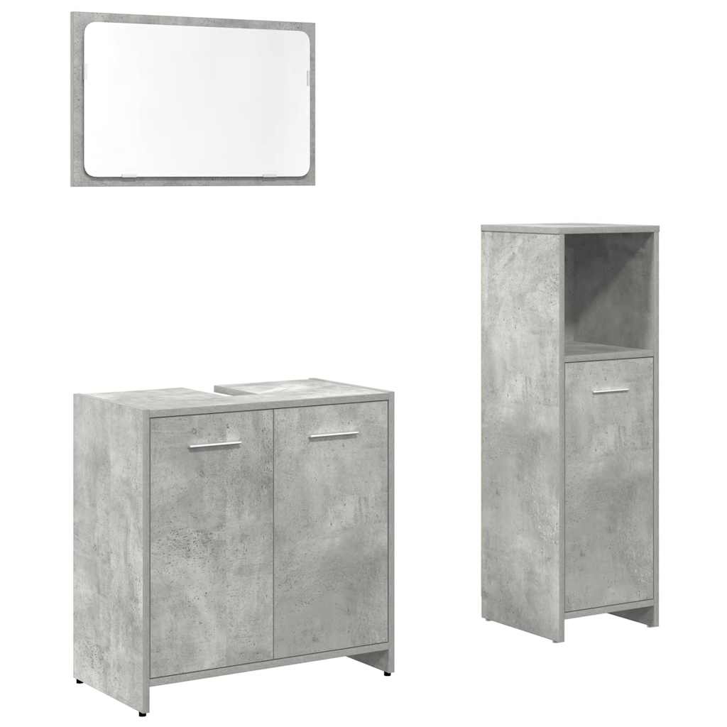 Set Mobili da Bagno 3 pz Grigio Cemento in Legno Multistrato - immagine 2