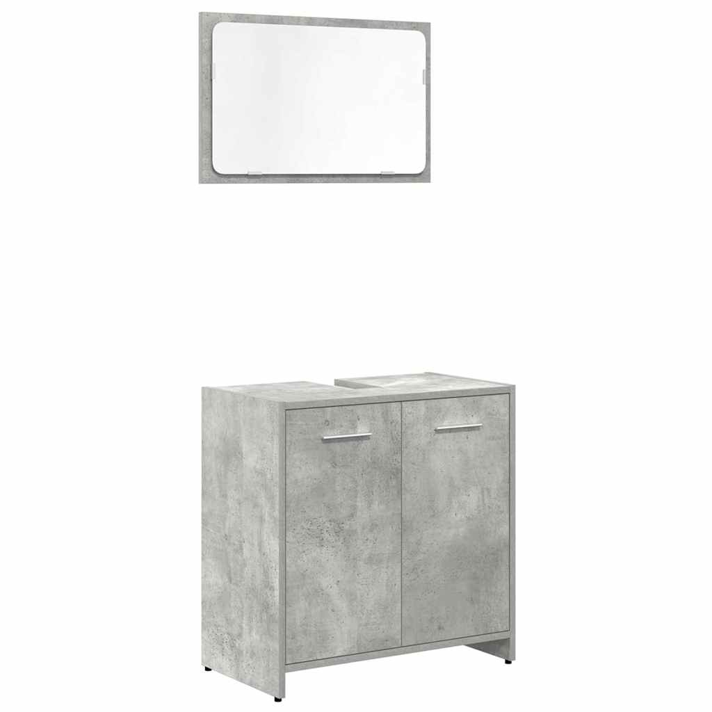 Set Mobili da Bagno 3 pz Grigio Cemento in Legno Multistrato - immagine 5