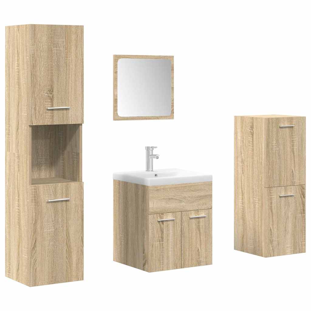 Set Mobili da Bagno 5 pz Rovere Sonoma in Legno Multistrato - immagine 2