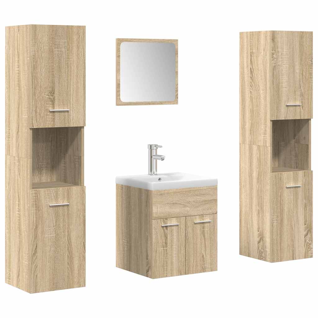 Set Mobili da Bagno 5 pz Rovere Sonoma in Legno Multistrato - immagine 2