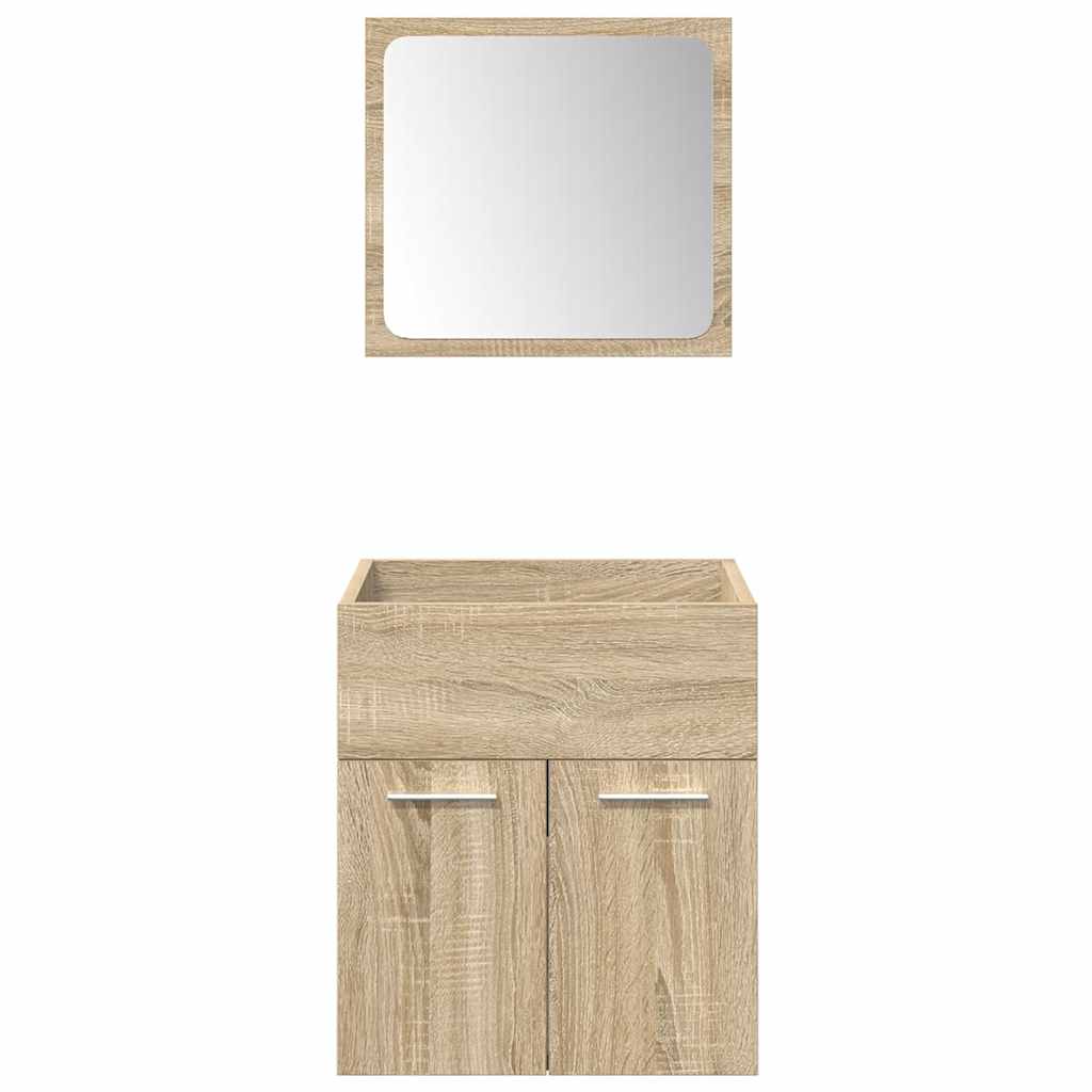 Set Mobili da Bagno 5 pz Rovere Sonoma in Legno Multistrato - immagine 7