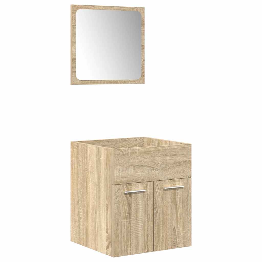 Set Mobili da Bagno 5 pz Rovere Sonoma in Legno Multistrato - immagine 8