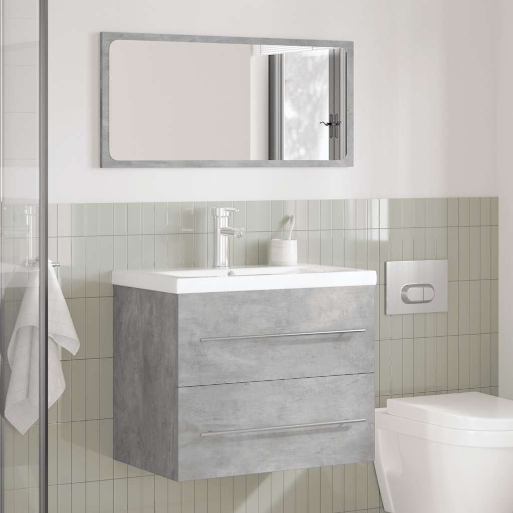 Set Mobili da Bagno 2 pz Grigio Cemento in Legno Multistrato - immagine 3