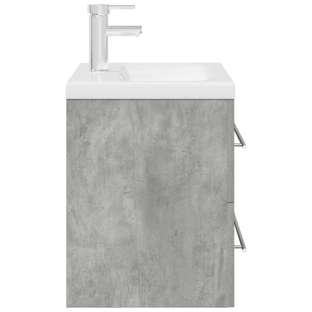 Set Mobili da Bagno 2 pz Grigio Cemento in Legno Multistrato - immagine 5