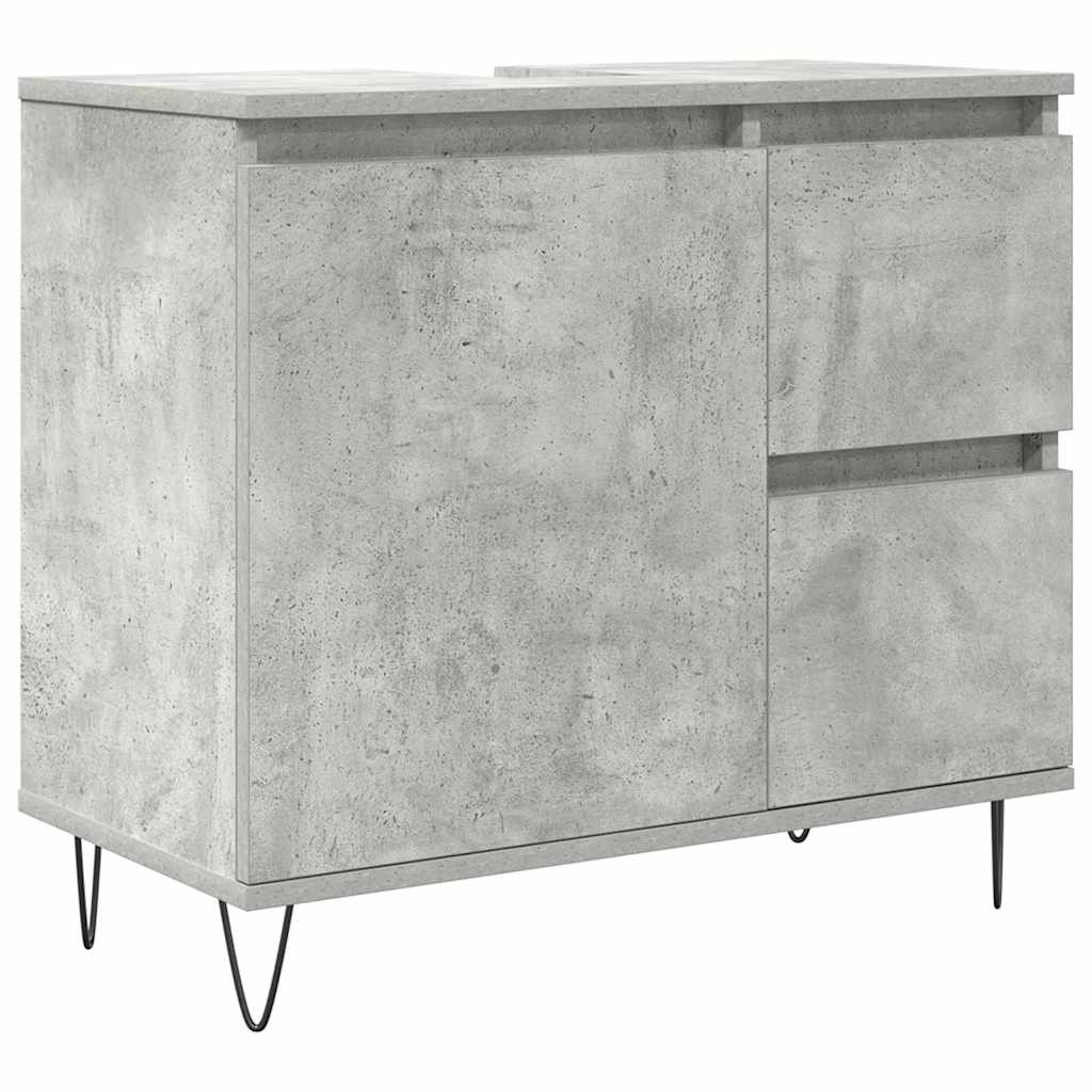 Set Mobili da Bagno 3 pz Grigio Cemento in Legno Multistrato - immagine 7