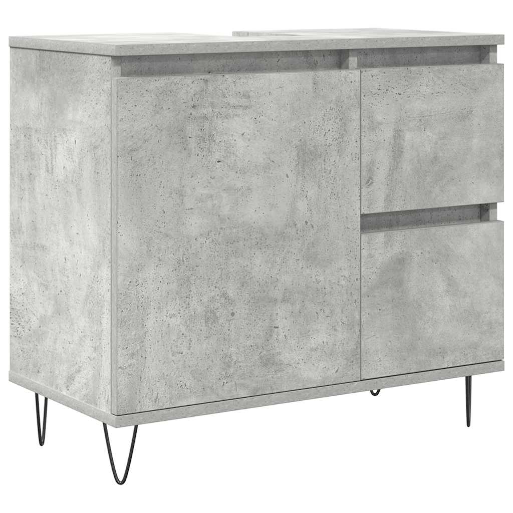 Set Mobili da Bagno 3 pz Grigio Cemento in Legno Multistrato - immagine 8