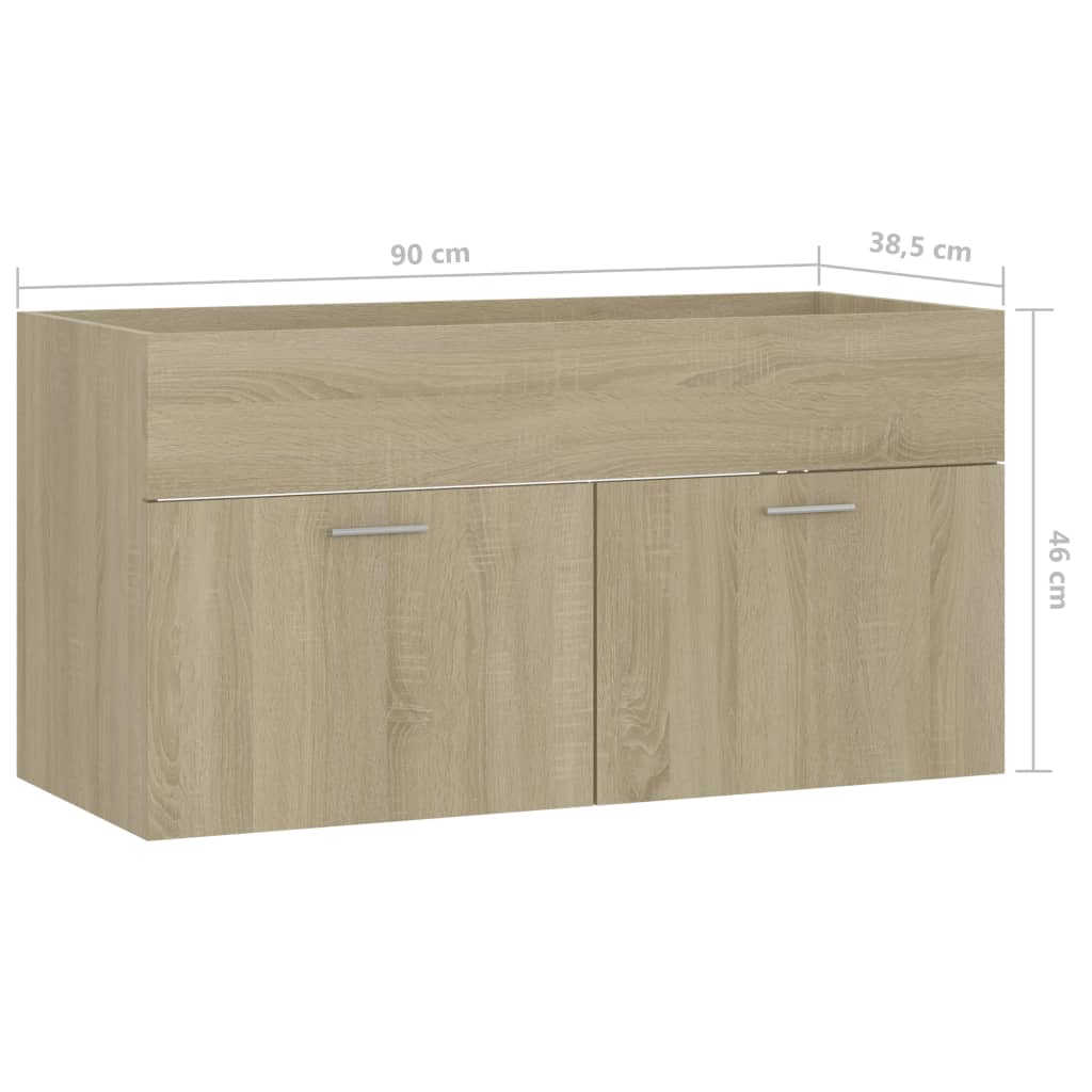 Mobile Sottolavabo Rovere Sonoma 90x38,5x46cm Legno Multistrato - immagine 7