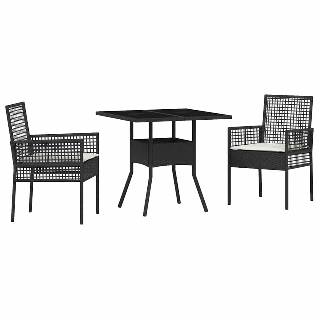 Set da Pranzo per Giardino 3 pcs Grigio polyrattan - immagine 2