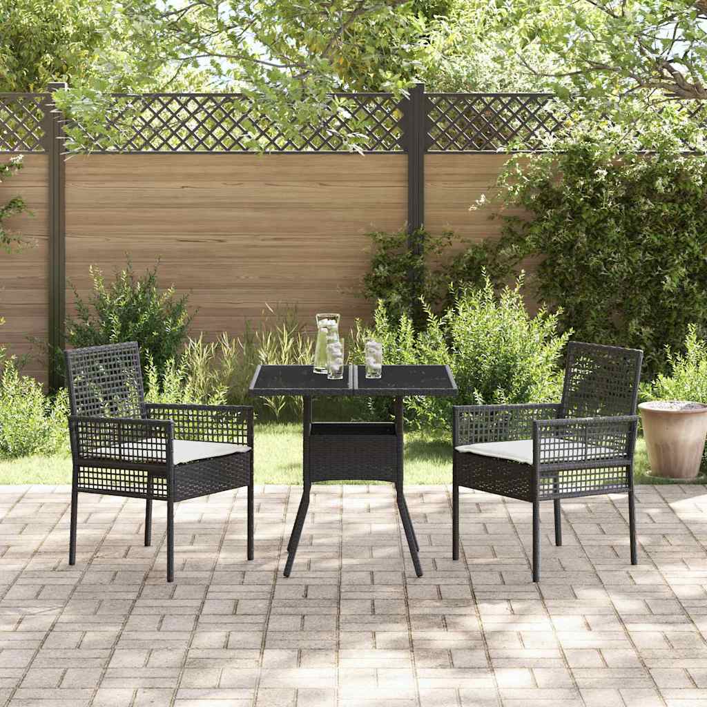 Set da Pranzo per Giardino 3 pcs Grigio polyrattan - immagine 4