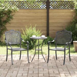 Sedia da Giardino 2 pcs Nero 55 x 56.5 x 91cm Alluminio