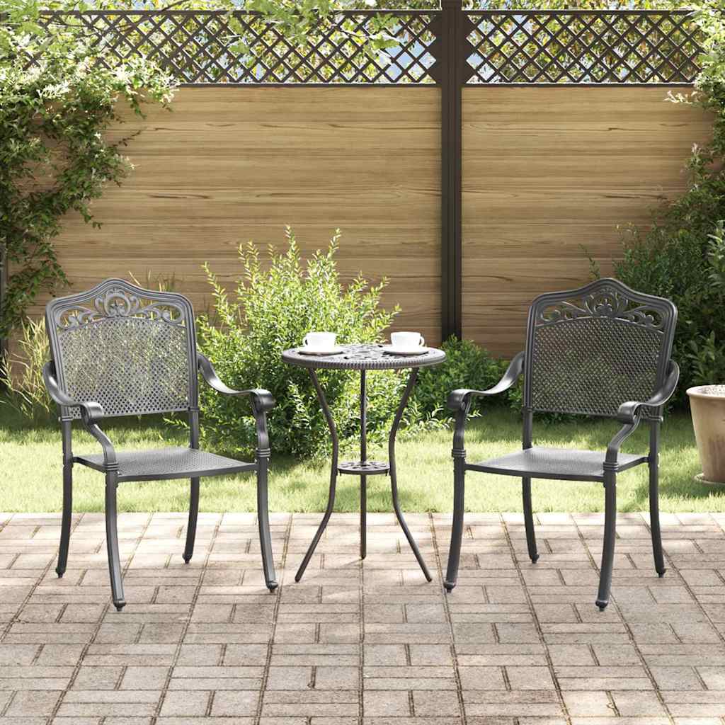 Sedia da Giardino 2 pcs Nero 55 x 56.5 x 91cm Alluminio