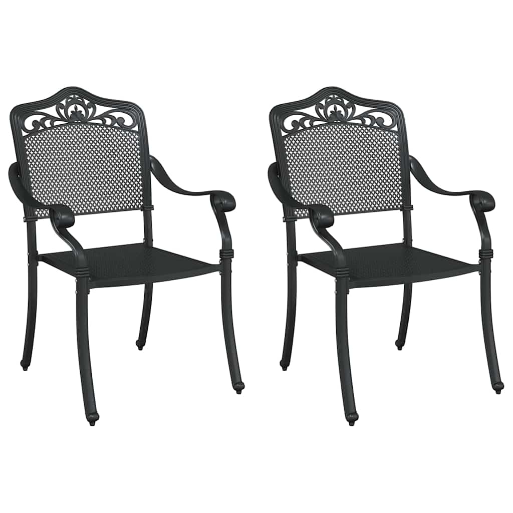 Sedia da Giardino 2 pcs Nero 55 x 56.5 x 91cm Alluminio - immagine 2