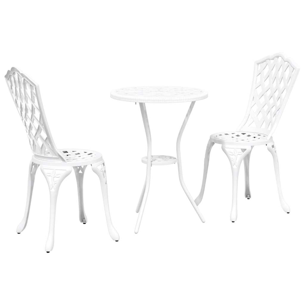 Set Bistro da Giardino 3 pcs Bianco Alluminio - immagine 2