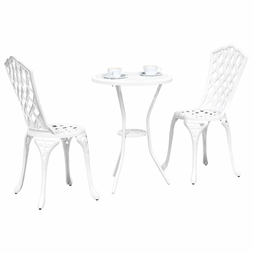 Set Bistro da Giardino 3 pcs Bianco Alluminio - immagine 3