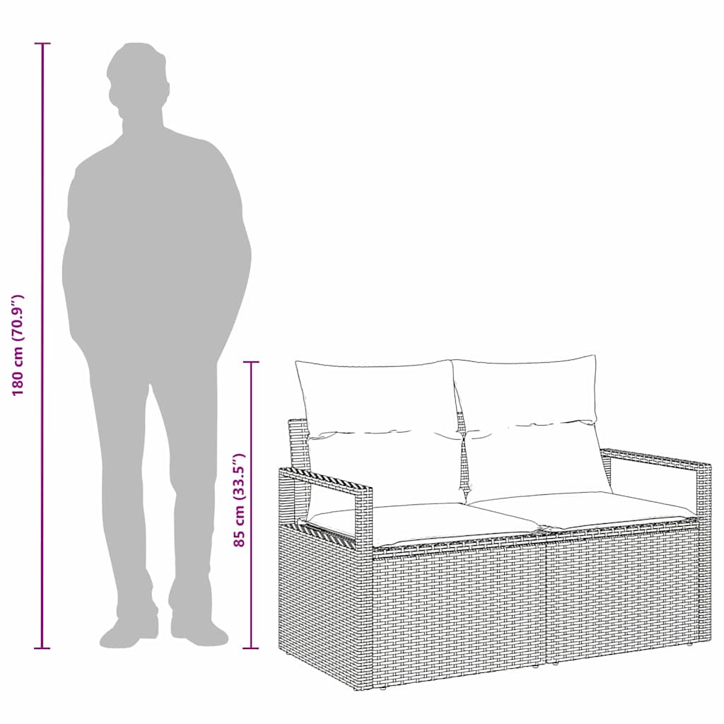 Divano da giardino con cuscino 120 x 62 x 69 cm. polyrattan - immagine 9