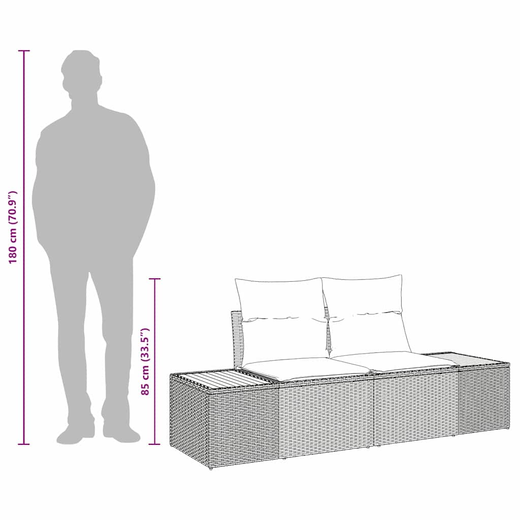 Divano da giardino Nero 184 x 62 x 85cm polyrattan - immagine 9