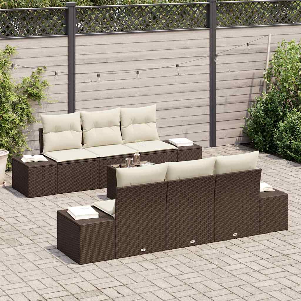 Set Divano da Giardino con cuscino 7 pcs Nero polyrattan - immagine 3