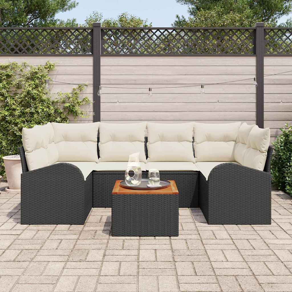 Set Divano da Giardino 7 pcs Nero Poly Rattan - immagine 3