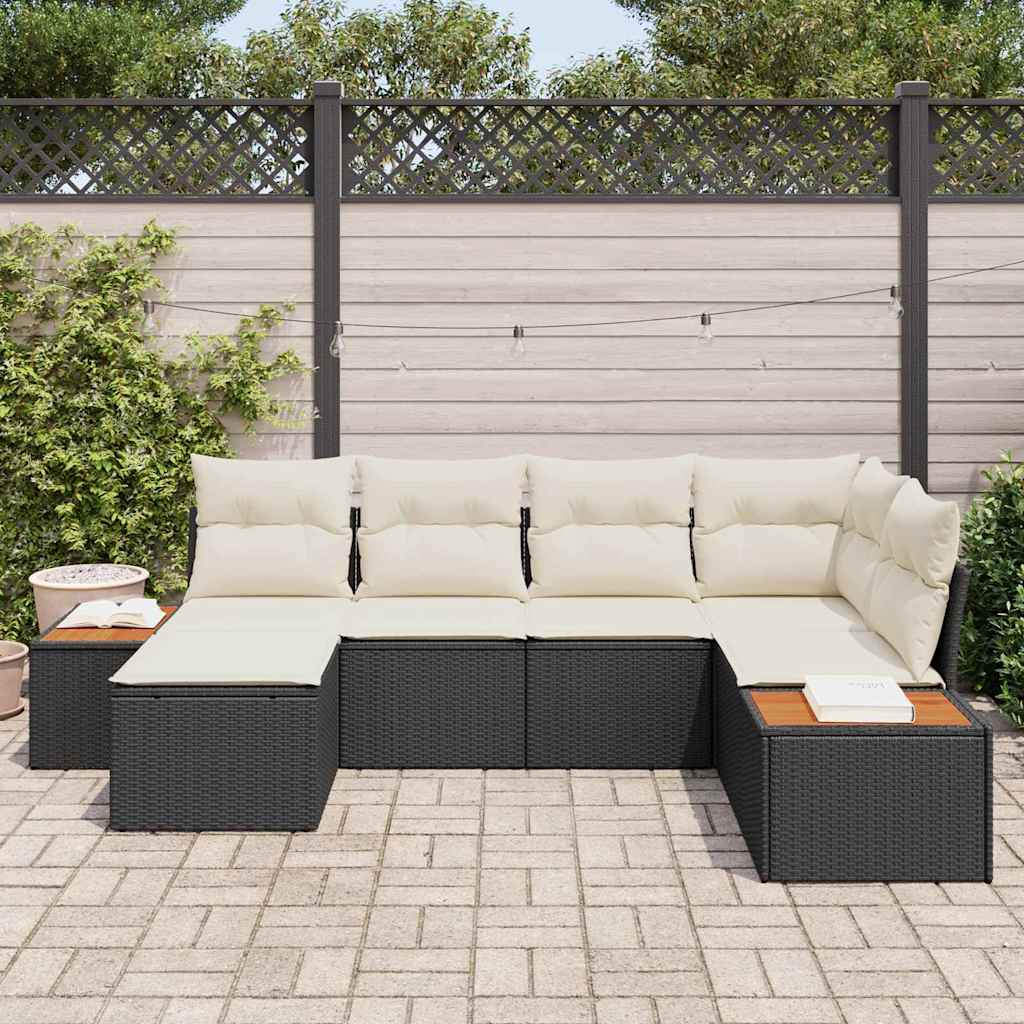 Set Divano da Giardino con cuscino 7 pcs Beige polyrattan - immagine 3