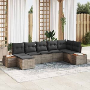 Set Divano da Giardino con cuscino 7 pcs Grigio polyrattan