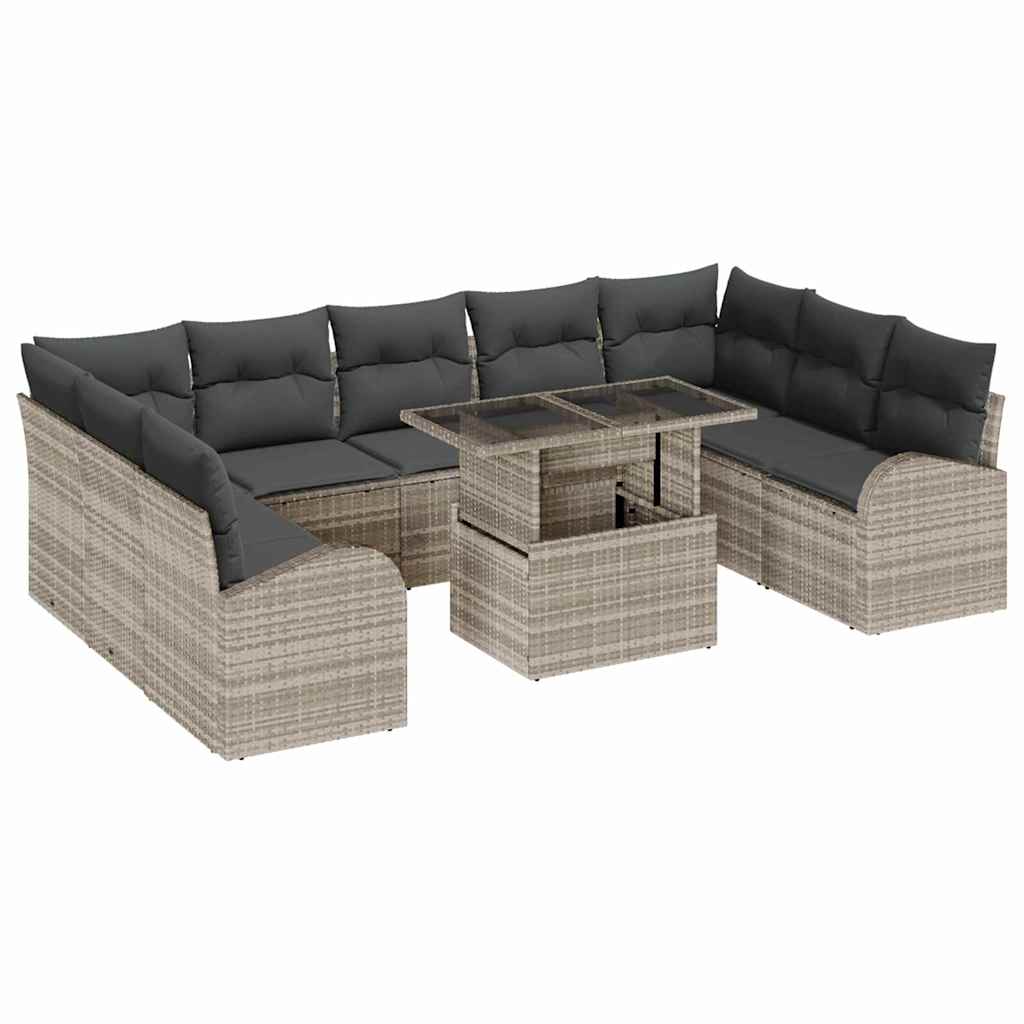 Set di divani con cuscino 10 pcs Nero e Crema polyrattan - immagine 2