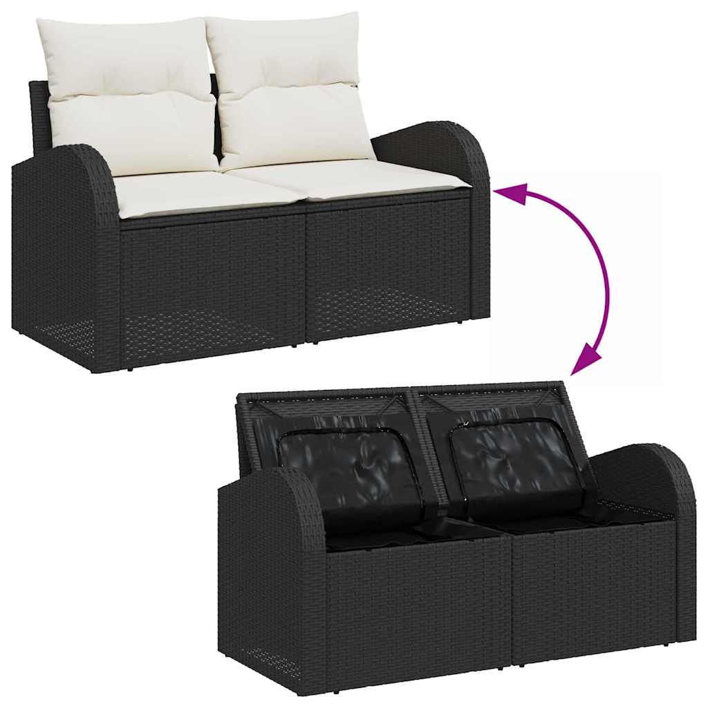 Set Divano da Giardino 8 pcs Nero e bianco Poly Rattan - immagine 6