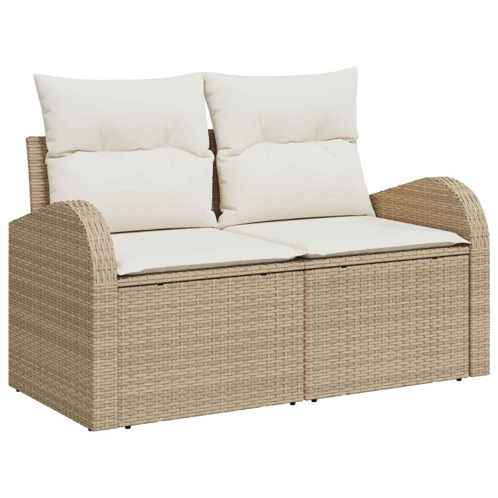 Set Divano da Giardino 7 pcs Beige e bianco Poly Rattan - immagine 4