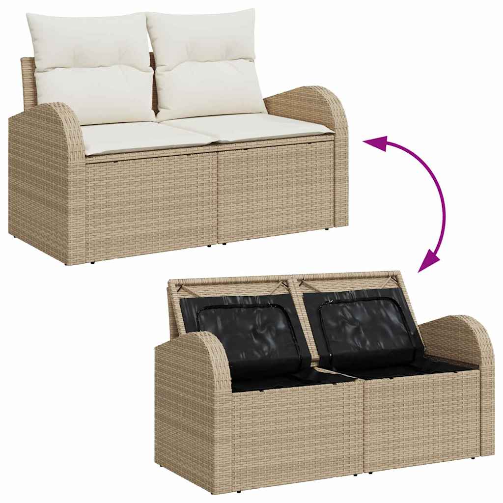 Set Divano da Giardino 7 pcs Beige e bianco Poly Rattan - immagine 9