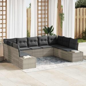 Set Divano da Giardino 9 pcs Grigio chiaro 289 x 209 x 85 cm