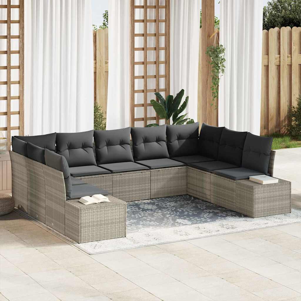 Set Divano da Giardino 9 pcs Grigio chiaro 289 x 209 x 85 cm