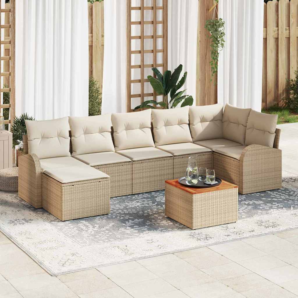 Set Divano da Giardino 8 pcs Beige e bianco