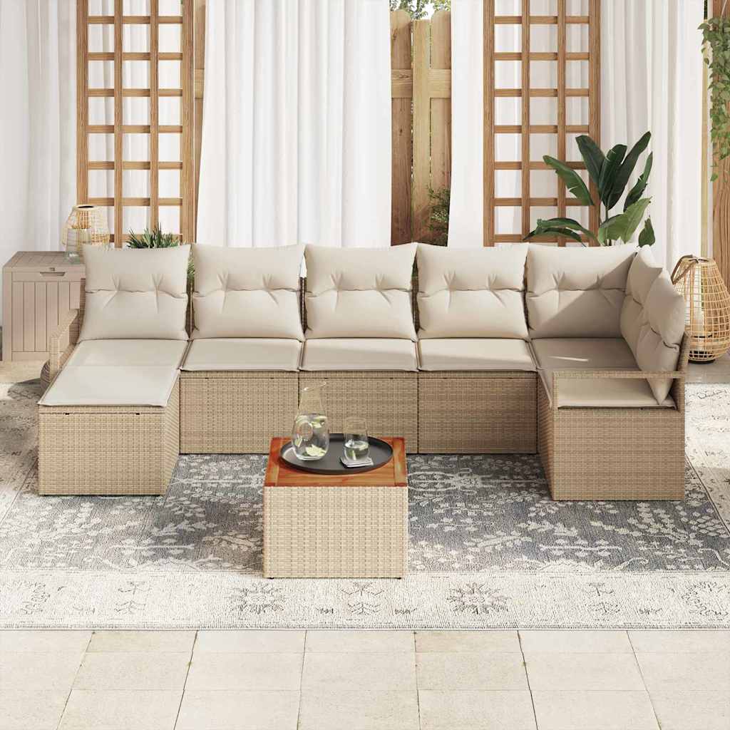 Set Divano da Giardino 8 pcs Beige e bianco - immagine 3