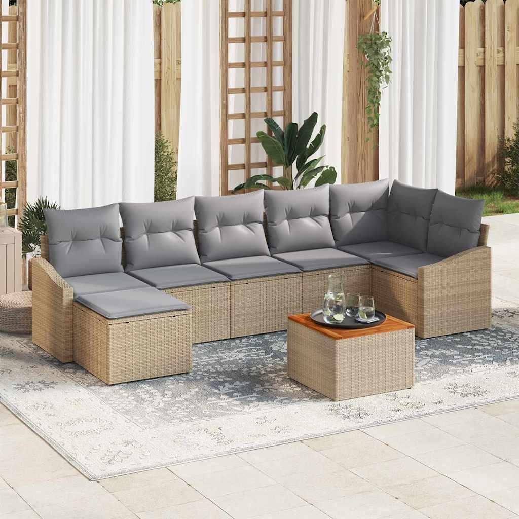 Set Divano da Giardino 8 pcs beige e grigio chiaro