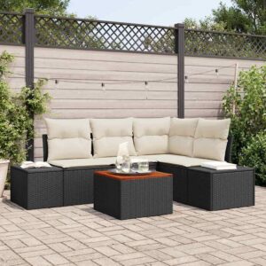 Set Divano da Giardino 5 pcs Nero e bianco