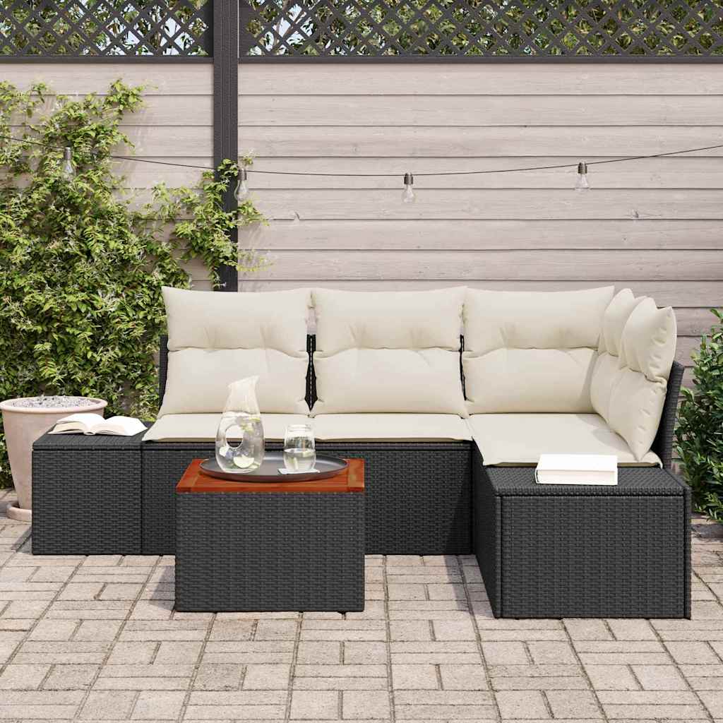 Set Divano da Giardino 5 pcs Nero e bianco - immagine 3