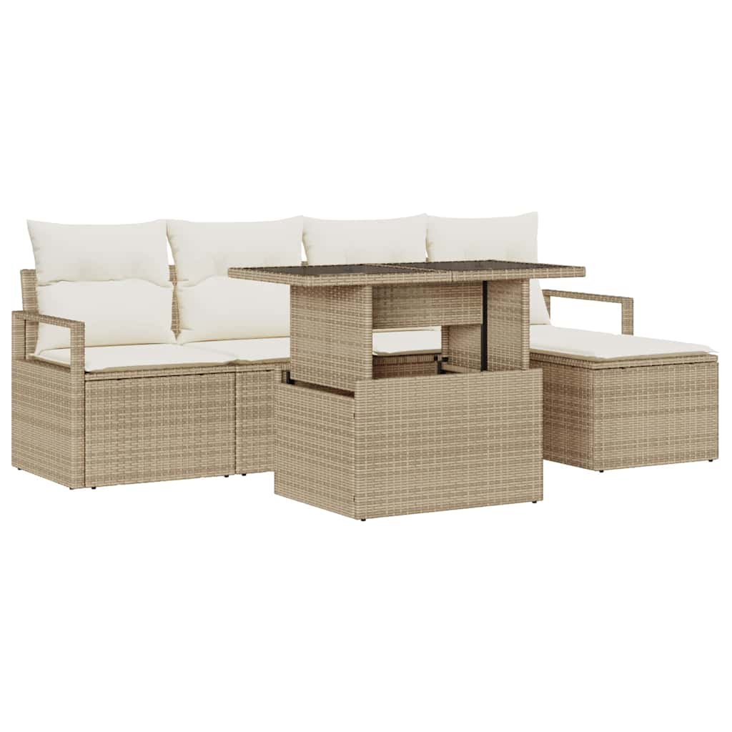 Set Divano da Giardino 6 pcs Grigio Poly Rattan - immagine 2