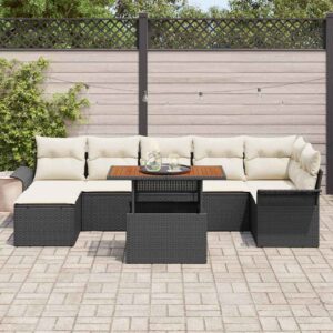 Set Divano da Giardino con archiviazione 8 pcs Nero Poly Rattan