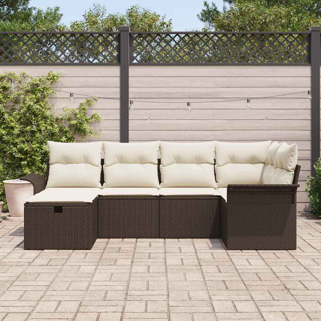 Set Divano da Giardino 6 pcs Beige e Grigio Chiaro polyrattan - immagine 3