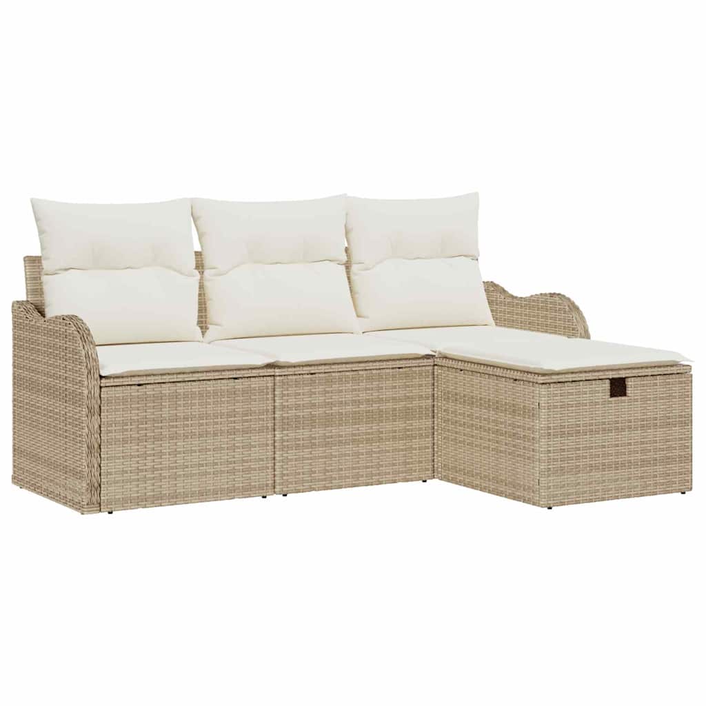 Set Divano da Giardino 4 pcs Nero e Crema polyrattan - immagine 2