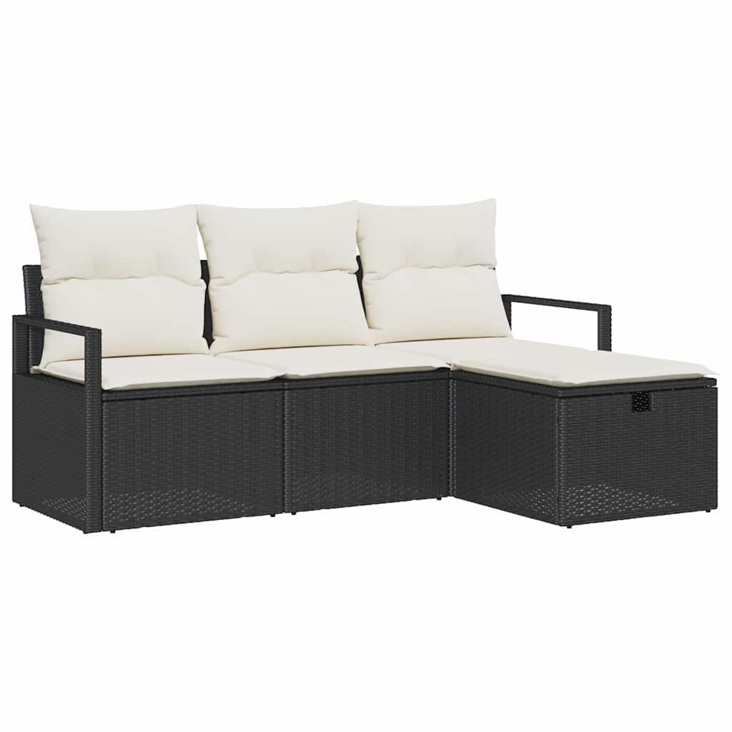 Set di divani con cuscino 4 pcs Nero e Crema polyrattan - immagine 2