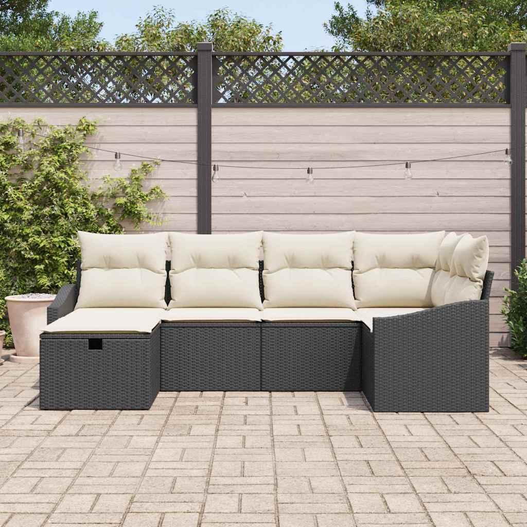 Set Divano da Giardino 7 pcs Nero 55 x 62 x 69 cm Poly Rattan - immagine 3