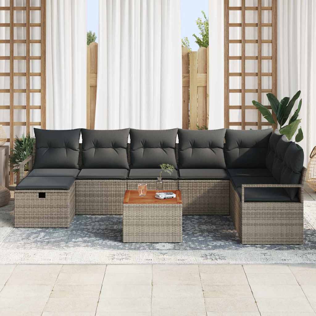 Set Divano da Giardino con cuscino 9 pcs Nero Poly Rattan - immagine 3