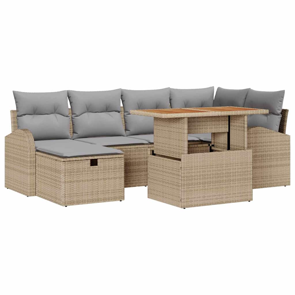 Set Divano da Giardino 7 pcs Beige polyrattan - immagine 2