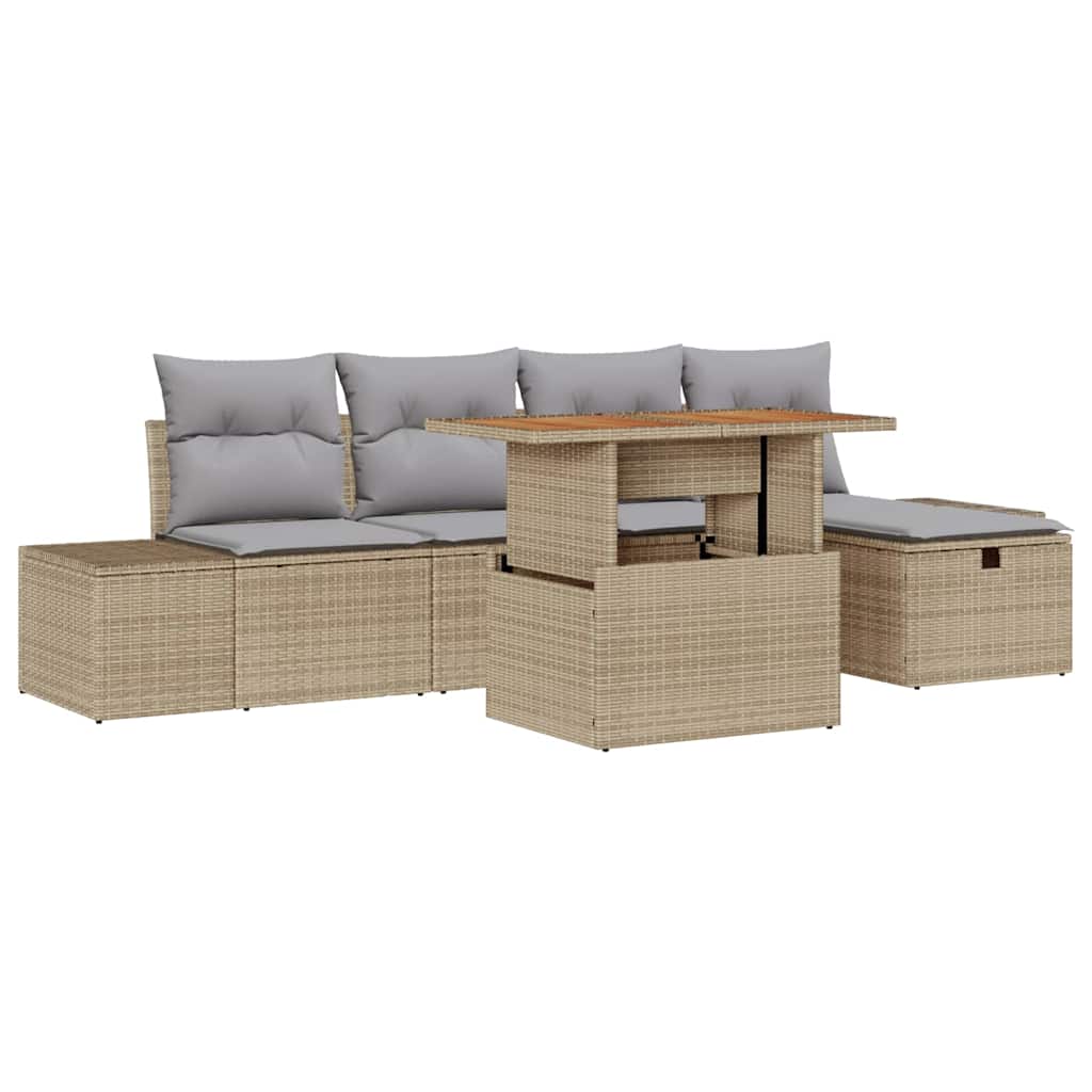 Set Divano da Giardino 6 pcs Beige polyrattan - immagine 2