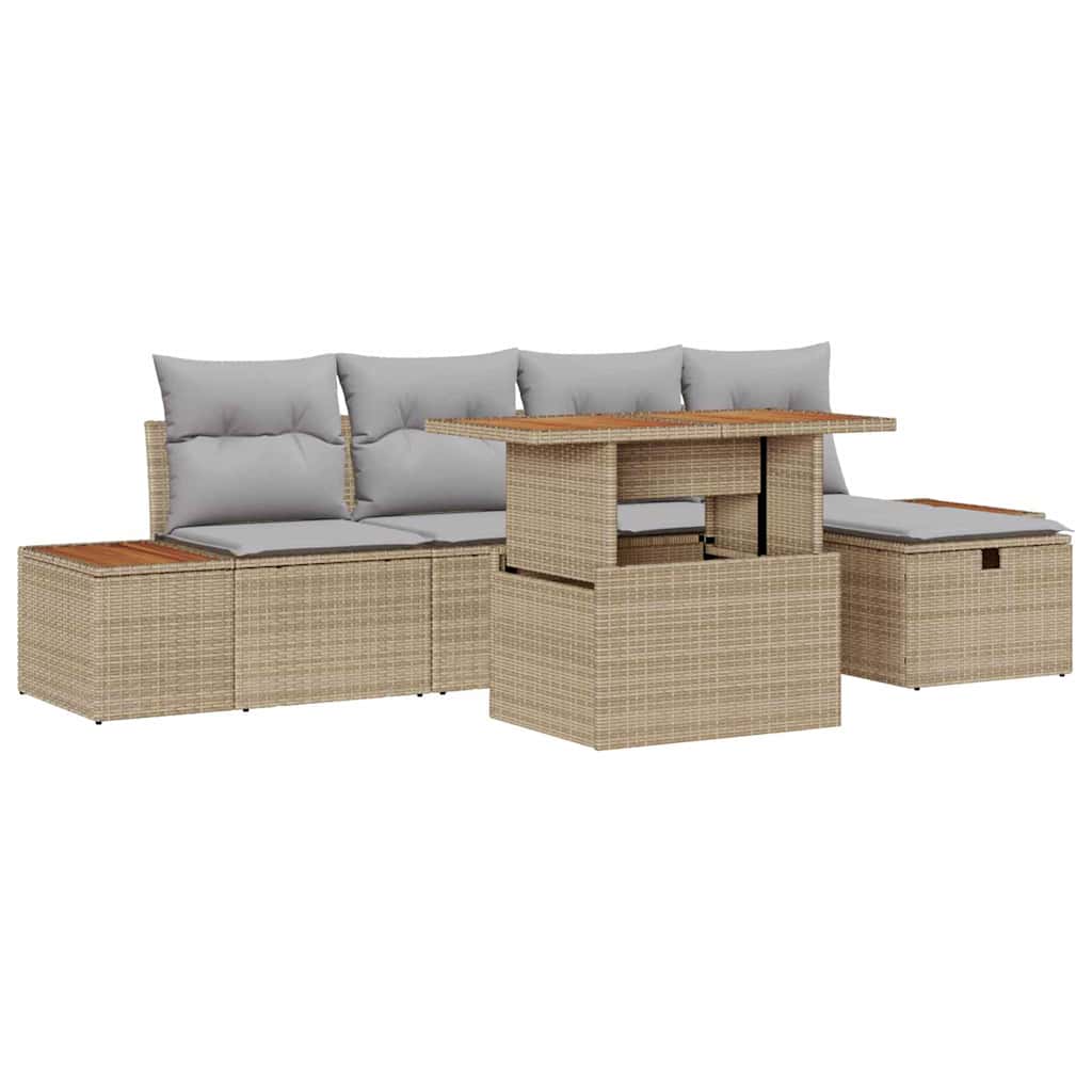 Set Divano da Giardino 6 pcs Beige polyrattan - immagine 2